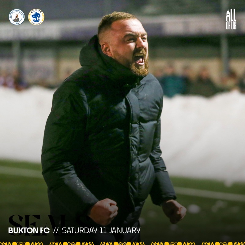 ChesterFC's tweet photo. 🗣️ Hear from the gaffer after our entertaining victory on the road over @Buxton_FC. ⤵️