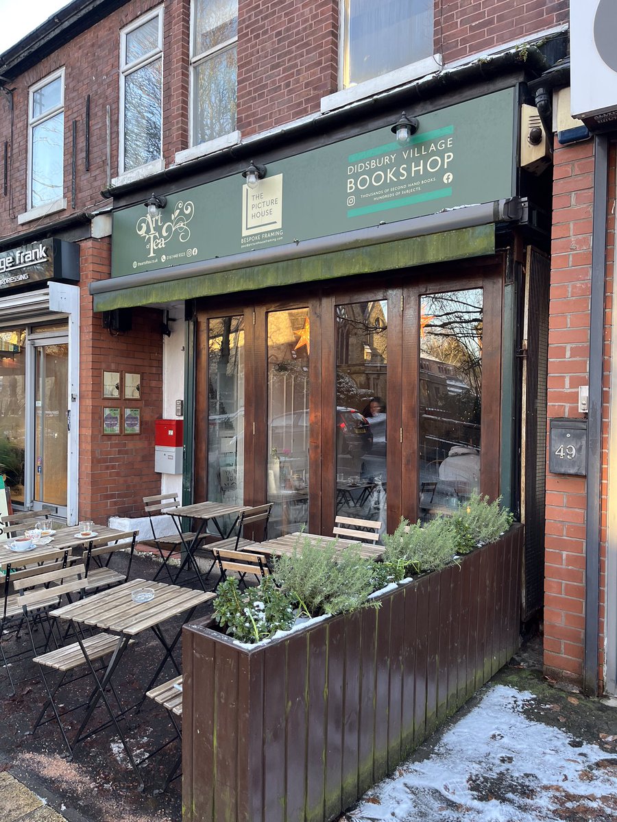 wilsosg's tweet photo. Sunny crisp snowy frozen midday walk into Didsbury for Art of Tea brunch and Village bookshop perusal ! Managed to capture a tram in the snow on the way back. My brother’s fantastic fish pastry pie for dinner followed by cheese board. Weather Quiz to end the night with hilarity ! https://t.co/WrVyCZ5rXL