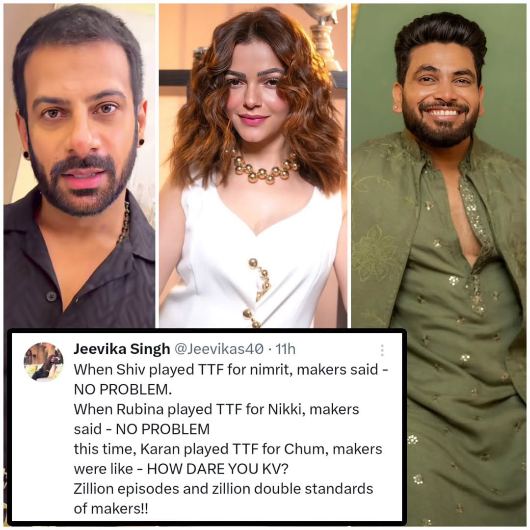 shahla76's tweet photo. Shame Shame #BiggBoss18 makers!!
When Sid played TTF for Paras in Season13
It was Good
When Rubina Played for Nikki then it was good
When Shiv Played for Nimrt the TTF it was fine too 
But when #KaranveerMehra played for #ChumDarang he becomes Bad!
@BiggBoss @BeingSalmanKhan https://t.co/TjEMT7rwMl