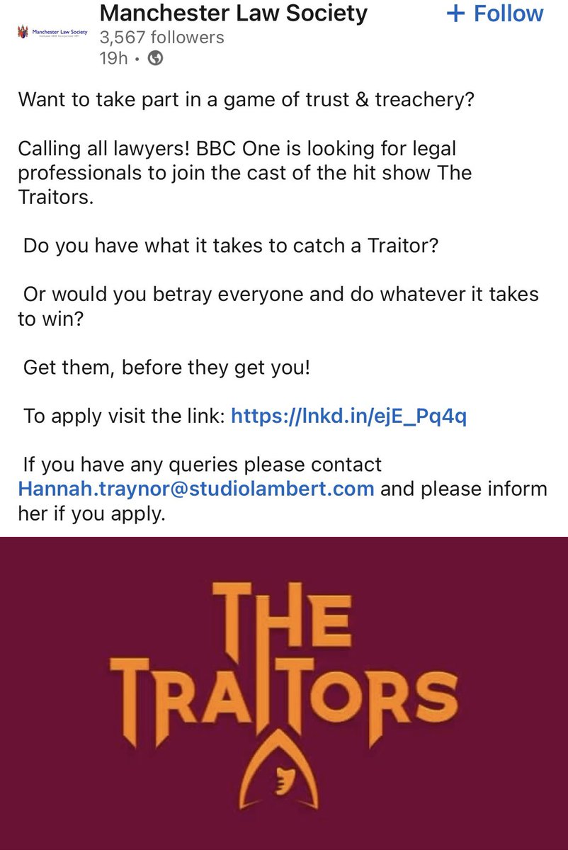 BBC is gearing up for a thrilling program of "The Traitors" featuring an all-lawyer cast!
Which professions or job roles would you love to see next on The Traitors?
#TheTraitorsUK  #ukemploymentlaw #BBC