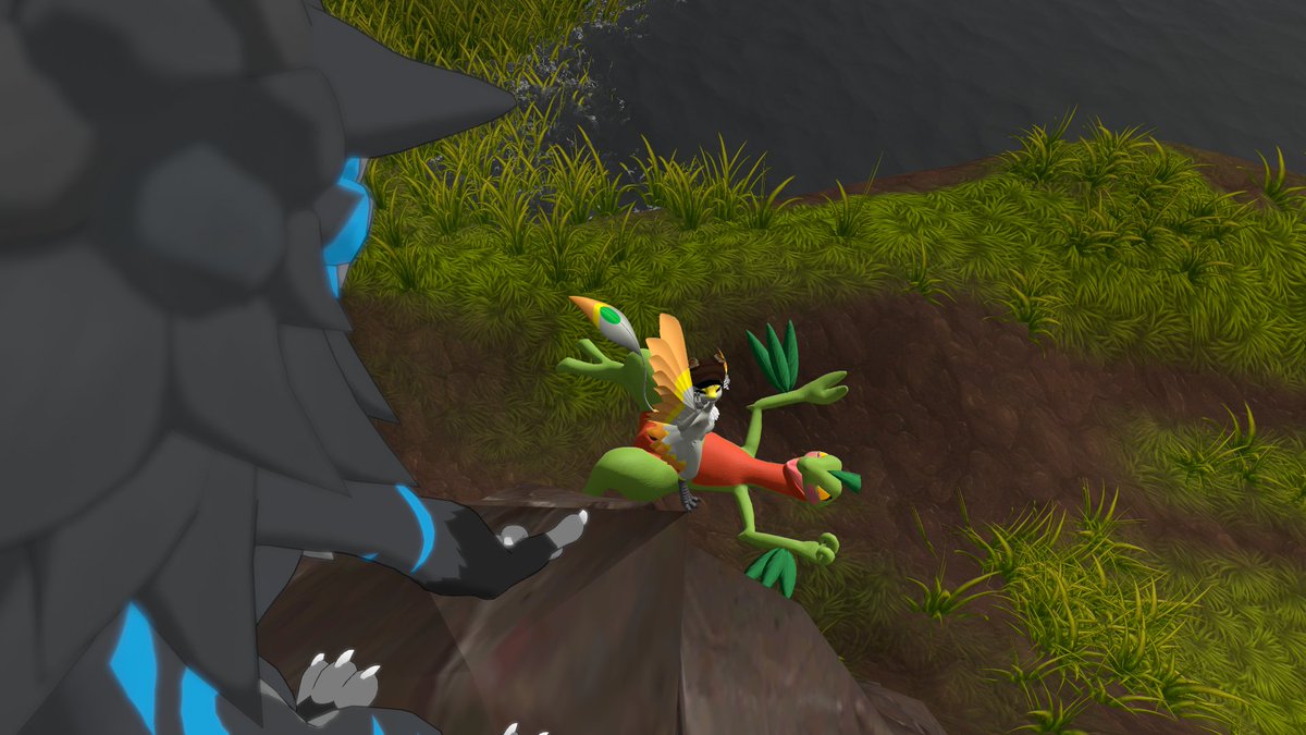 kuno_ad's tweet photo. @Aria_valiAD judges @BioticBrachy from on high, who seems to have absolutely no shame about harassing this poor, poor grovyle. https://t.co/bv4Yleo0Sw