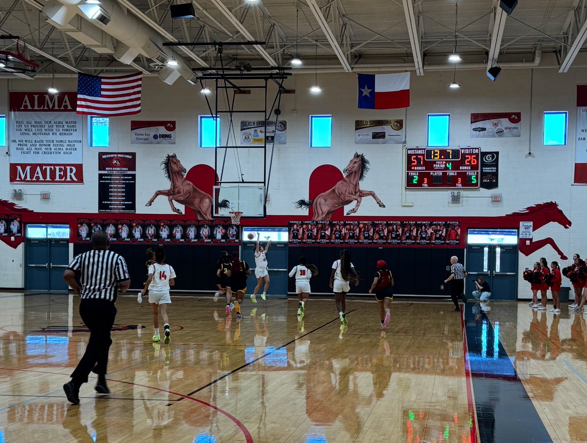 Mustang Girls Basketball with the district win! Great job coaches and players!