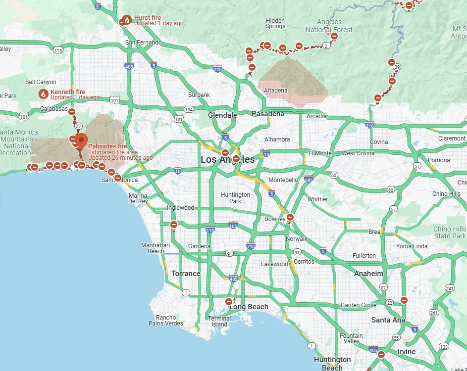druboni's tweet photo. @DafneOrlow @jennaezarik if you look at google maps of LA you can see a fire map https://t.co/0jz4Qtr74r