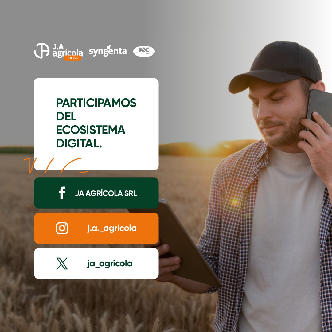 / En la diaria "cara a cara" y en el ecosistema digital 📲
> Lo importante es estar #Conectados 🤜🏼🤛🏼
#JAAgrícola +25Años 🙋🏼‍♂️
<a href="/Syngenta_ar/">Syngenta Argentina</a> <a href="/NKSemillas/">NK Semillas</a>