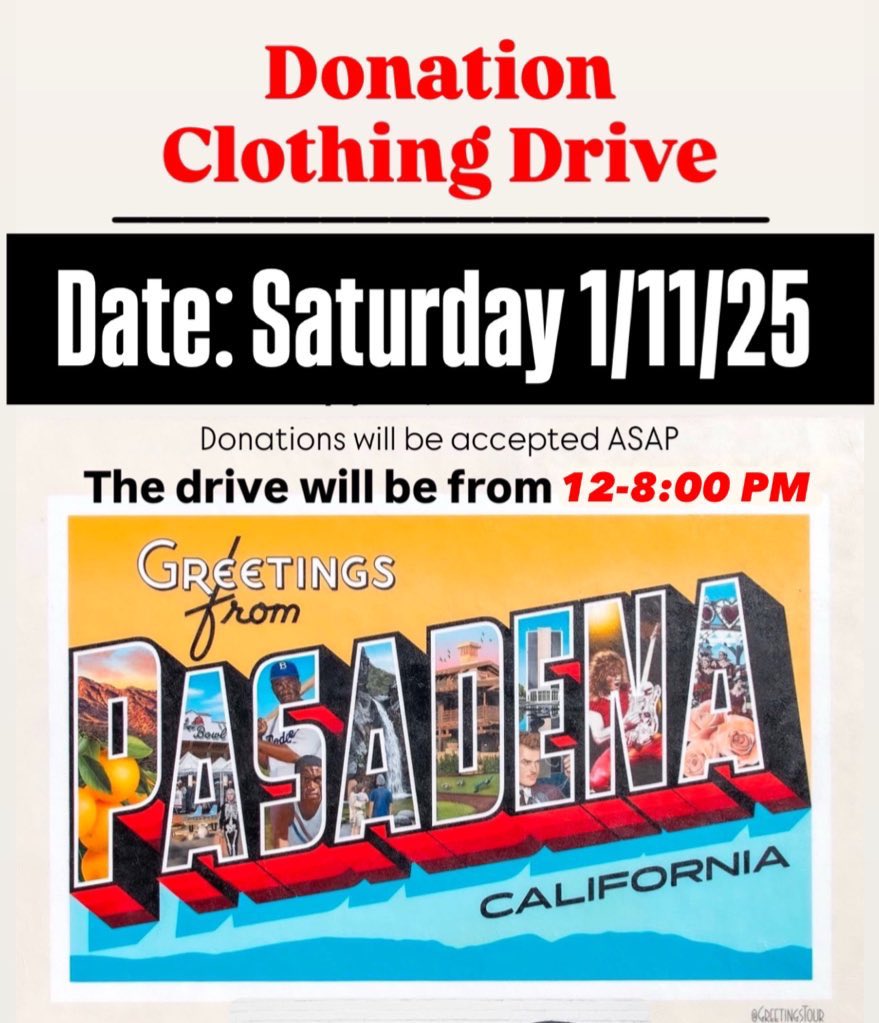 yoboysebass's tweet photo. if you know anyone impacted by the fires...tell em to pull up on me i got em covered! a little bit of everything. for the babies, teens, men, women, you name it. come pick up clothes &amp; essentials for you &amp; yours. huge thank u!❤️‍🩹

63 Yale St. Pasadena CA. this all for my city 🌹 https://t.co/dYBcb9KMEY