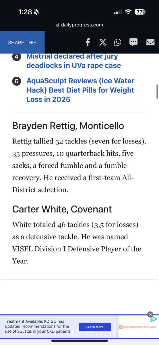 I am extremely blessed to receive First Team all Central defensive line and Second Team all Central offensive line. Thank you God and all of people that have helped me get here!!!