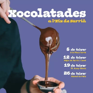 Chocolatadas en el <a href="/Eixsarria/">Eixsarrià</a>  en Febrero
Lee la nota aqui bcnmagazine.com/b/3Q4
Todos los miércoles a partir de las 17.30h en diferentes lugares del barrio de Sarria se servirán 400 raciones de chocolate con bizcochos totalmente gratuito.