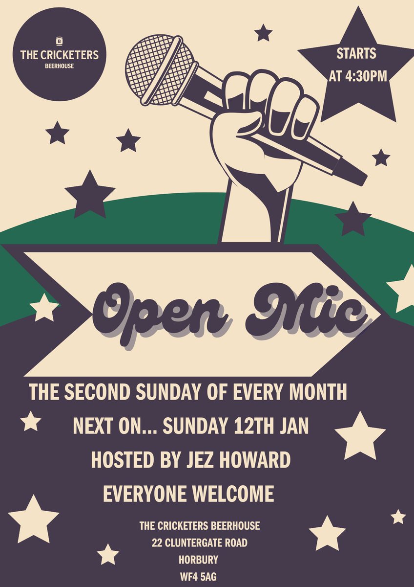 It’s the first Open Mic of the year! Get yourselves down. Starts from 4:30pm tomorrow
