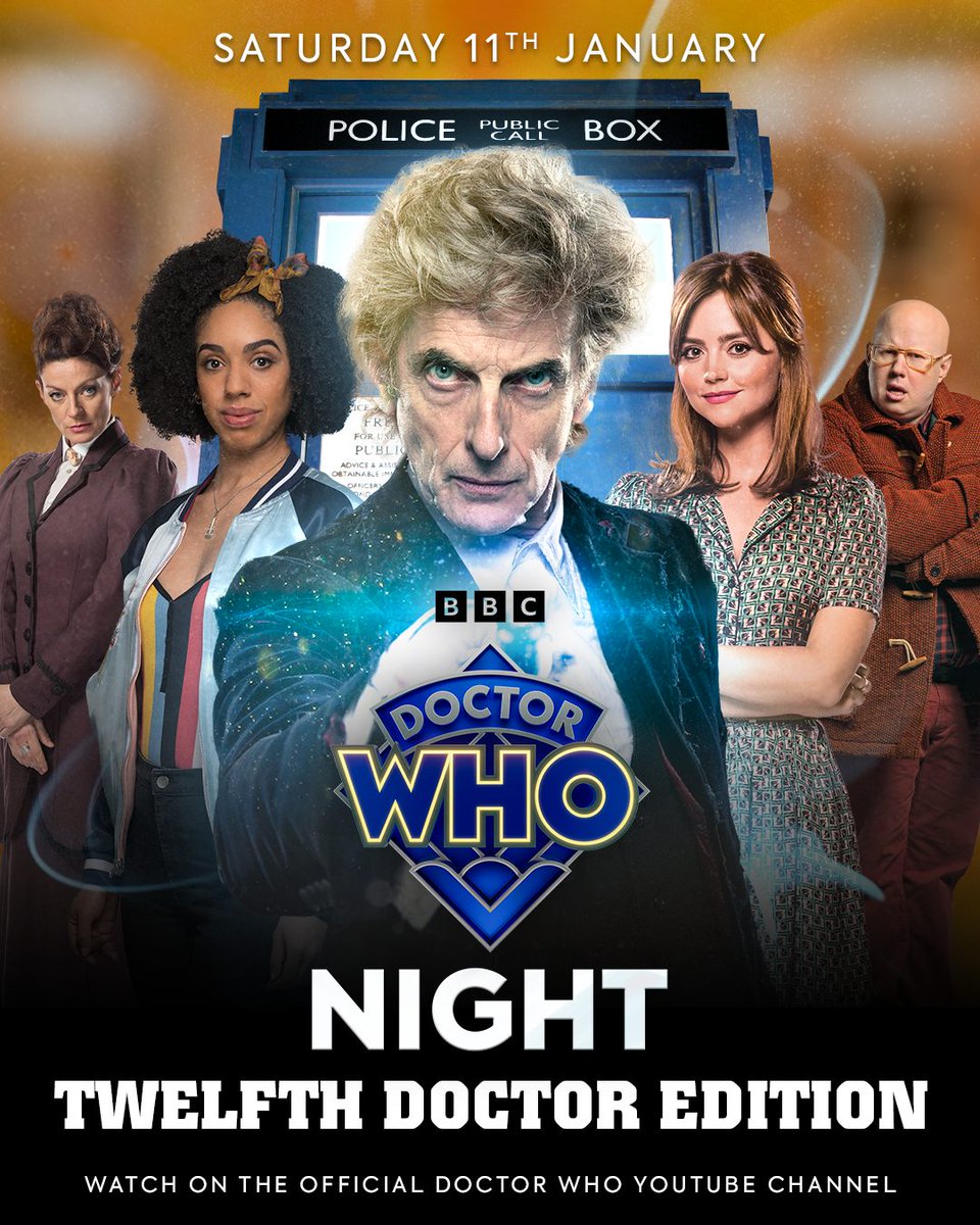 bbcdoctorwho's tweet photo. Gather your friends, enemies and frenemies for a celebration of Peter Capaldi's Twelfth Doctor! 😎 Streaming LIVE now on the official #DoctorWho YouTube channel 📺 https://t.co/xE0nRpQIwr