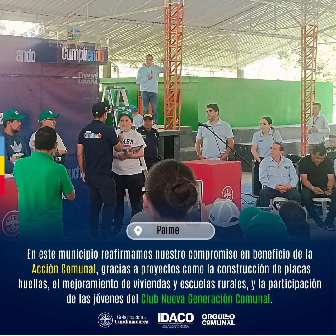 Idaco_Cundi's tweet photo. Seguimos avanzando en proyectos liderados por los Organismos de Acción Comunal, como la construcción de placa huellas, el mejoramiento de viviendas y escuelas rurales y la participación de los jóvenes del Club Nueva Generación Comunal.
#OrgulloComunal #AndoCumpliendo https://t.co/IakFiD1XaO