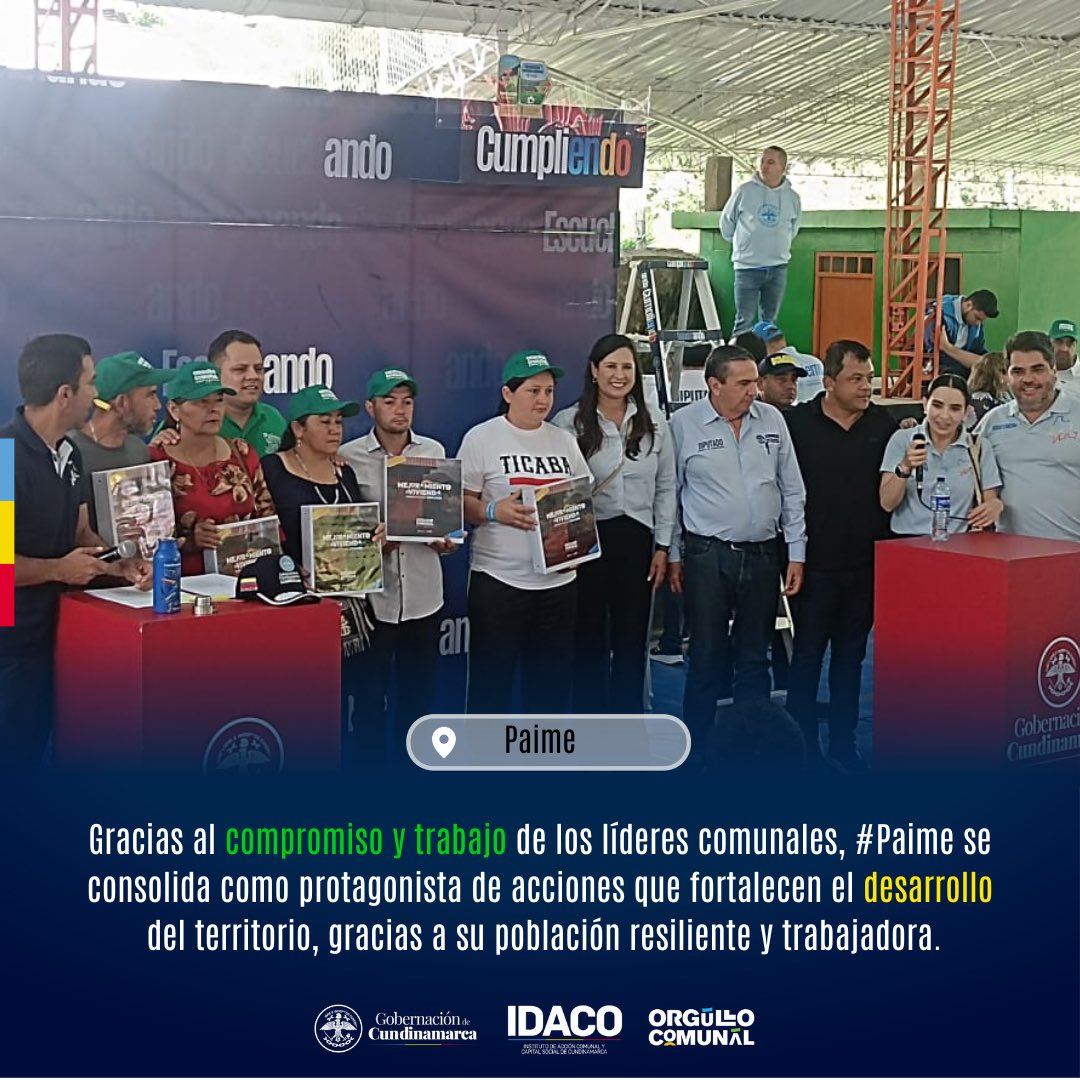 Idaco_Cundi's tweet photo. Seguimos avanzando en proyectos liderados por los Organismos de Acción Comunal, como la construcción de placa huellas, el mejoramiento de viviendas y escuelas rurales y la participación de los jóvenes del Club Nueva Generación Comunal.
#OrgulloComunal #AndoCumpliendo https://t.co/IakFiD1XaO