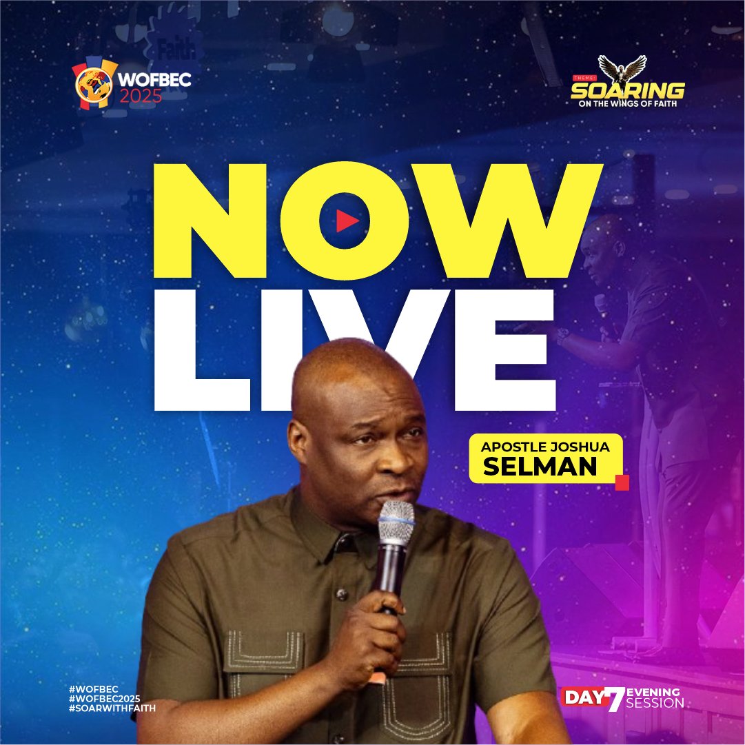 WOFBEC's tweet image. Ministering Live at Wofbec 2025 is Apostle Joshua Selman. He is the founder of Eternity Network International (ENI), a ministry he started in March 2011.

#wofbec #wofbec2025 #soarwithfaith
