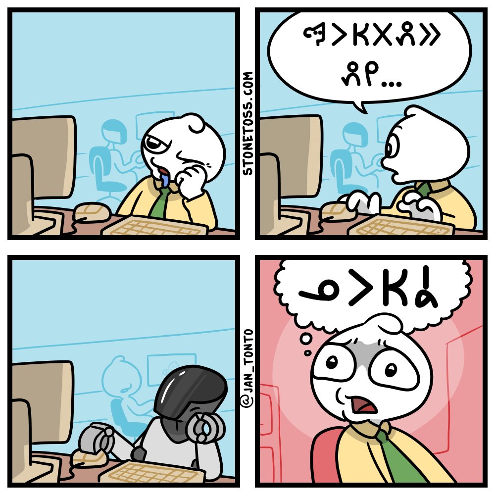 jan_tonto's tweet photo. bonus comic 10 - pali lon (sitelen pona ver.)

#tokipona #stonetoss #teslaBot https://t.co/TEgwOJdf6h
