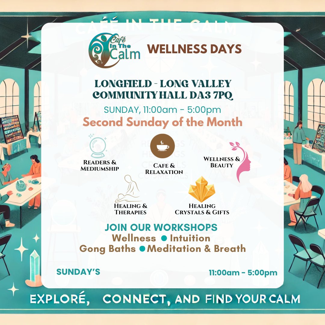 CafeInTheCalm's tweet photo. 🌸 Join us at Cafe In The Calm Wellness Day Tomorrow🌸

📍 Long Valley Community Hall, Fawkham Road, Longfield, Kent, DA3 7QP

Relax, recharge, and discover something new. Entrance is £3 and includes tea or coffee. See you there! 🌿 #WellnessDay #RelaxAndRecharge #CafeInTheCalm https://t.co/GslJbSaLXR