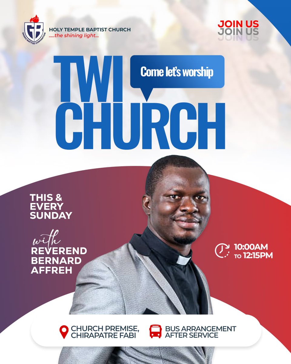 htbc23's tweet photo. ⛪️ Shalom! 🗒️ Reminder: Holy Temple Baptist Church presents Twi Church Service TOMORROW, 10am-12:15pm @ Church Premises, Chirapatre-Fabi. Join us for Bible studies from 9-10am with the English Church! 🙏🏽 #HolyTempleBaptistChurch https://t.co/we5UeGuMDS