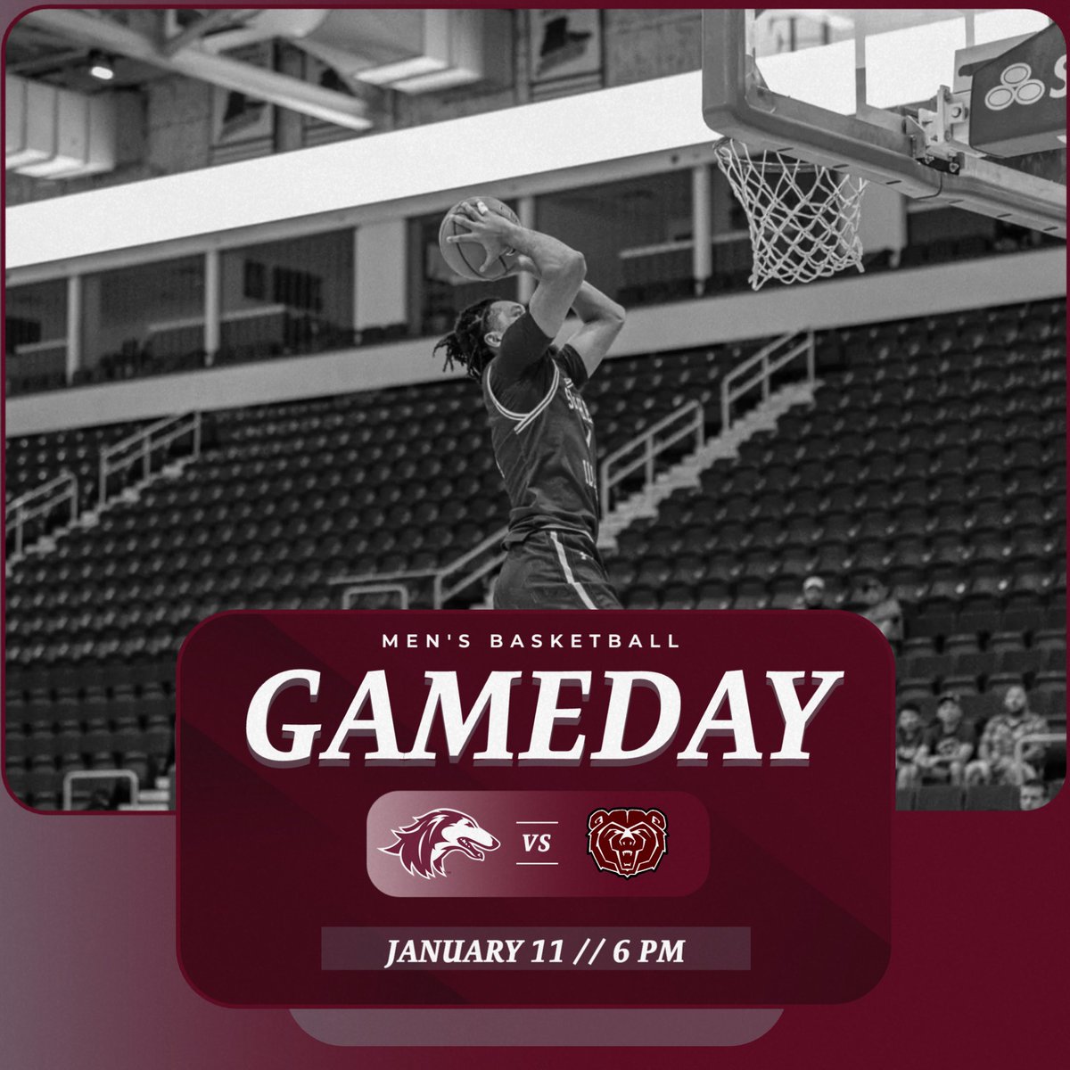 SIU_DawgPound's tweet photo. 𝑮𝑨𝑴𝑬 𝑻𝑰𝑴𝑬

Men's Basketball takes on Missouri State. Tonight's game starts at 6PM! 

#Salukis || #PackThePound https://t.co/l82MMVRrbE