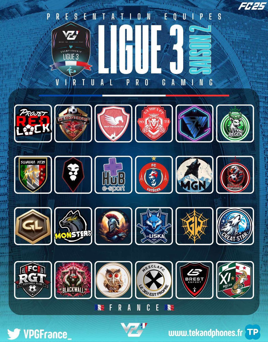 Voici les équipes de Ligue 3 qui participeront à notre Saison 2 VPG France FC25 !