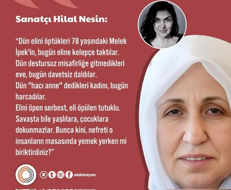 hilalnesin's tweet photo. Doğru demişim ama az demişim. Melek İpek'in elini öpüp sofrasında zıkkımlarınızken bu kadıncağız terörist değil miydi? Müslümanım deyip Müslümanın canını alıp malına konmak tam da sizden beklediğim işti, beni hiç yanıltmadınız. Alavere vere dalavere darbesiyle din kardeşlerinize her pisliği yaptınız. #Melekİpek