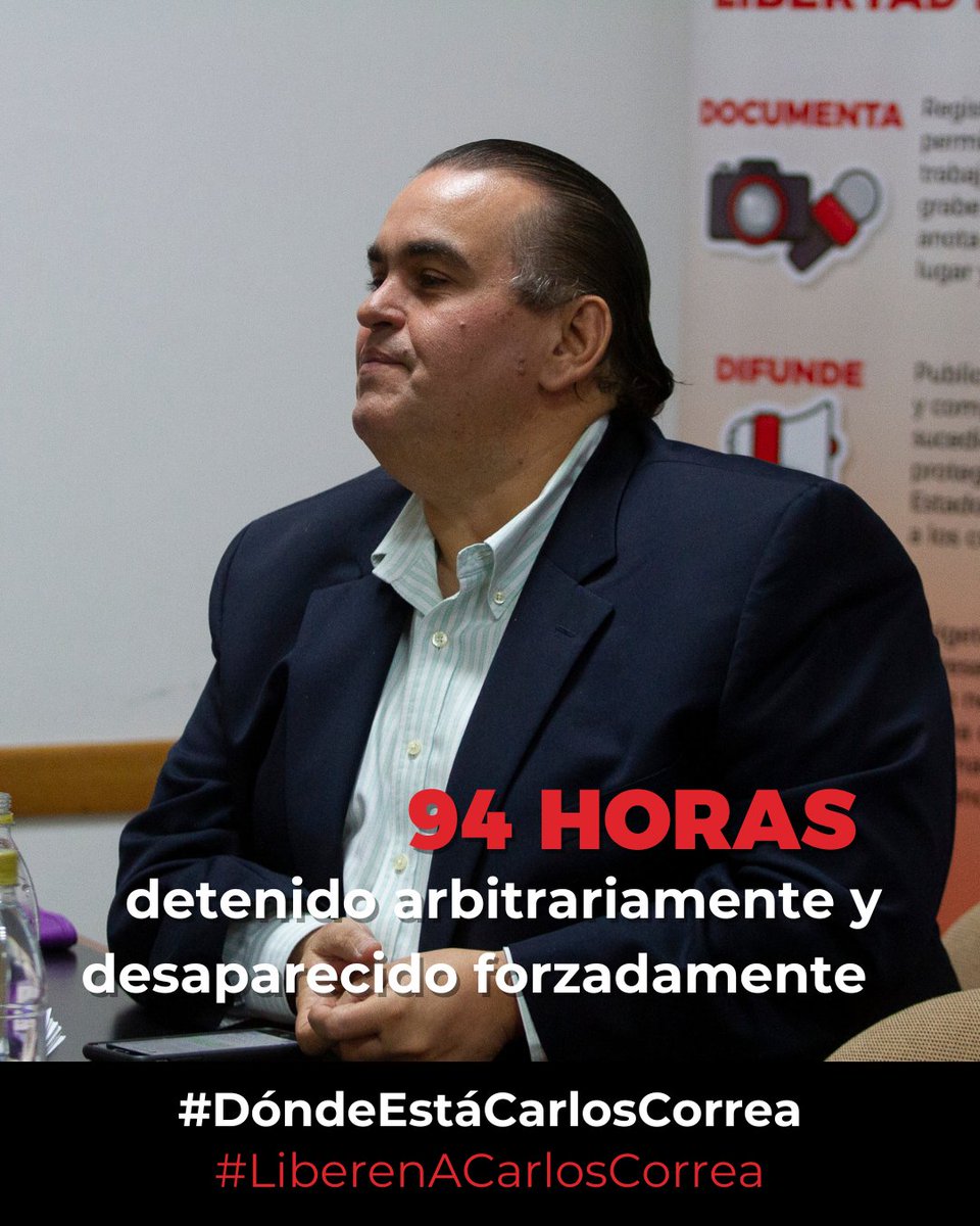 Carlos durante toda su vida se ha caracterizado por defender a carta cabal los DDHH de todas las personas. Hoy está injustamente desaparecido y detenido arbitrariamente.

#DóndeEstáCarlosCorrea #LiberenACarlosCorrea