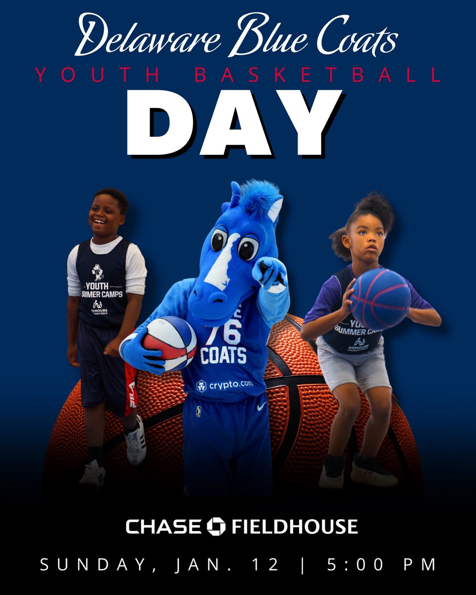 TOMORROW❗️

join us for youth basketball day at <a href="/TheChaseFH/">Chase Fieldhouse</a> as the Coats take on the Memphis Hustle at 5pm.

🎟️: shorturl.at/4TmDJ