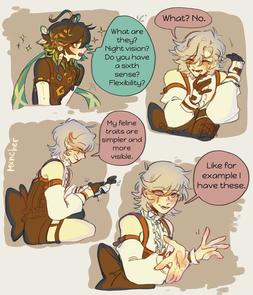 BlogOfDominic's tweet photo. 🐾cat pads🐾 mini-comic magicpixel <3

English traduction 
Part 1/2

#magicpixel #lyney #lynette #lynich #bl #boyslove #genshin #fanart #cómic #digitalart #art #fyp https://t.co/PKg1zSB1Vh