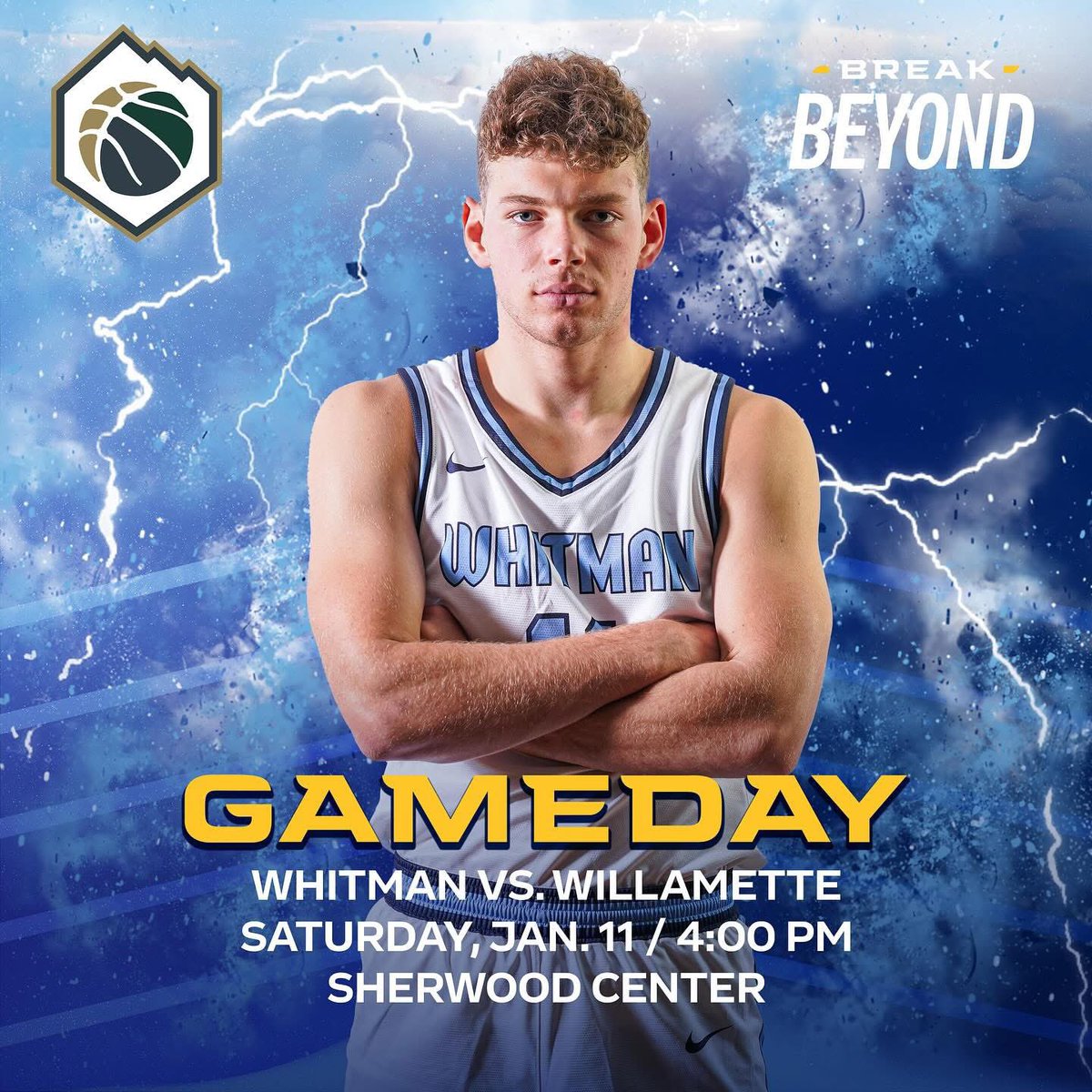 The Blues wrap up our 4-game conference home-stand today against Willamette. Tipoff is set for 4pm in the Sherwood Athletic Center! Reminder that admission into the game is FREE! #GoBlues #d3hoops