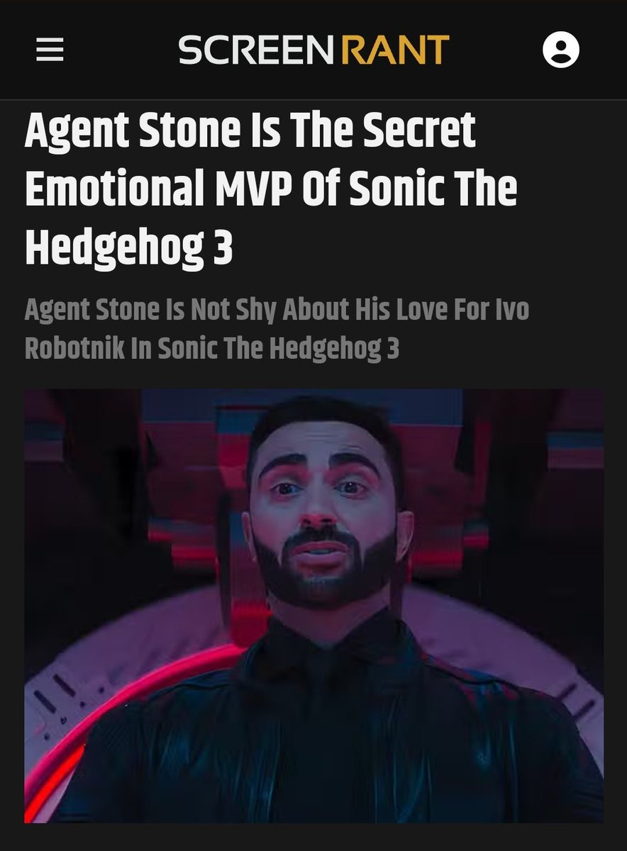 LeeMajdoub's tweet photo. Thank you for the Agent Stone shoutout @screenrant 💜
#SonicMovie3 is out now!
https://t.co/TdvLNXPXOS https://t.co/GsP2dg1qzS