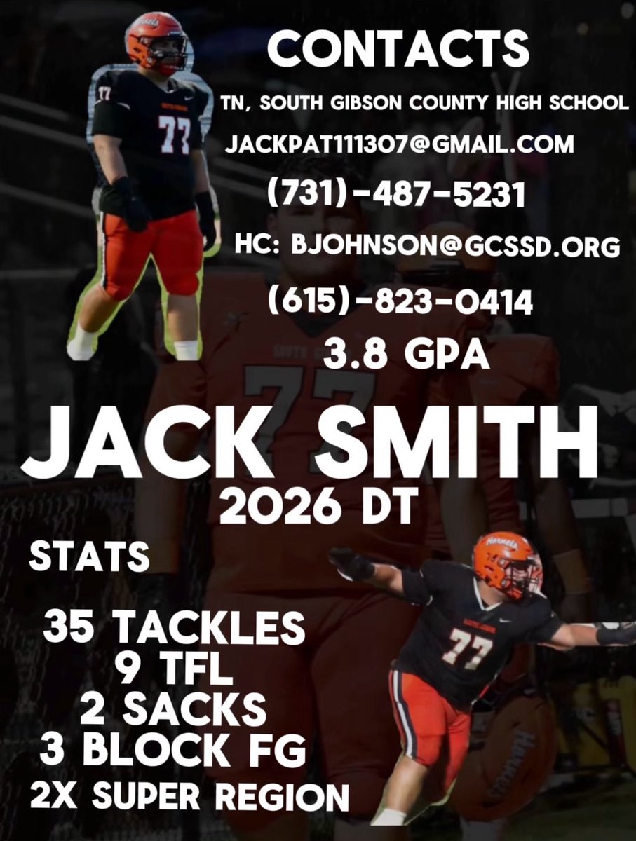 ‼️2026 DT‼️
Stats and contacts for my Junior season this previous fall! <a href="/CoachB_Johnson/">Ben Johnson</a>
