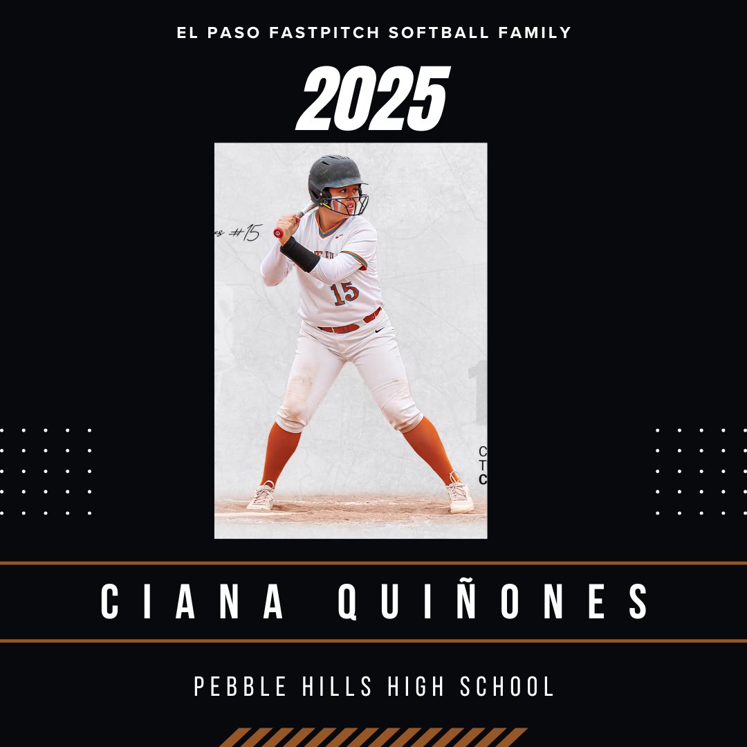 EPFastpitch915's tweet photo. Meet Ciana Quinones, Pebble Hills High School 3B and power hitter! Good luck this season kid! 

#ONECITYONETEAM #rEPresent https://t.co/yaYVdcvnY2