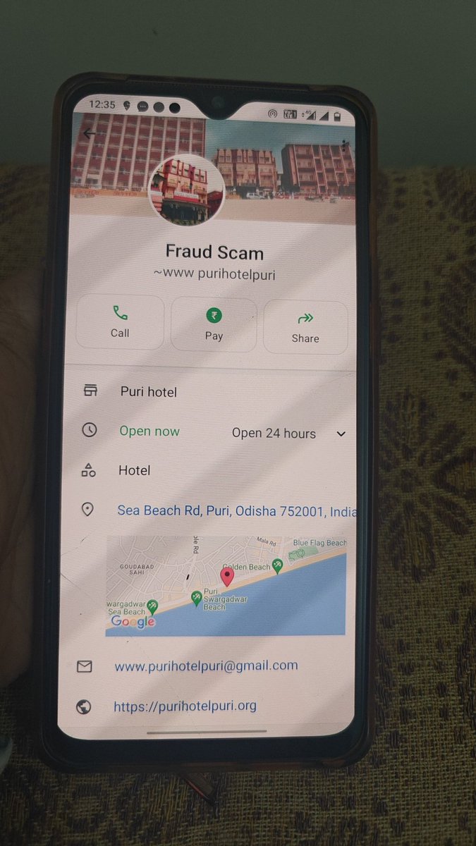 debleenac's tweet photo. @SPPuri1
Kindly help me to get my RS 18400 back which has been fraud by website "www.purihotelpuri@gmail.com" by claiming itself Puri Hotel. This has been net banking transfer and complaint raised. Kindly help in finding culprits. @PuriPolice @KolkataPolice @MumbaiPolice https://t.co/3SPiELprW8