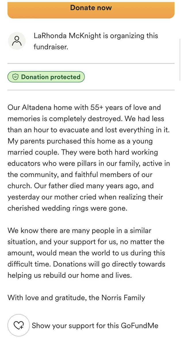 just_quia's tweet image. found out that my great aunt’s home in Altadena, that has been in our fam for 55+ years, has burned down too. Pls share and donate to help her rebuild. A little goes a long way and is deeply appreciated! Thank you 🫶🏻 

gofundme.com/f/help-the-nor…