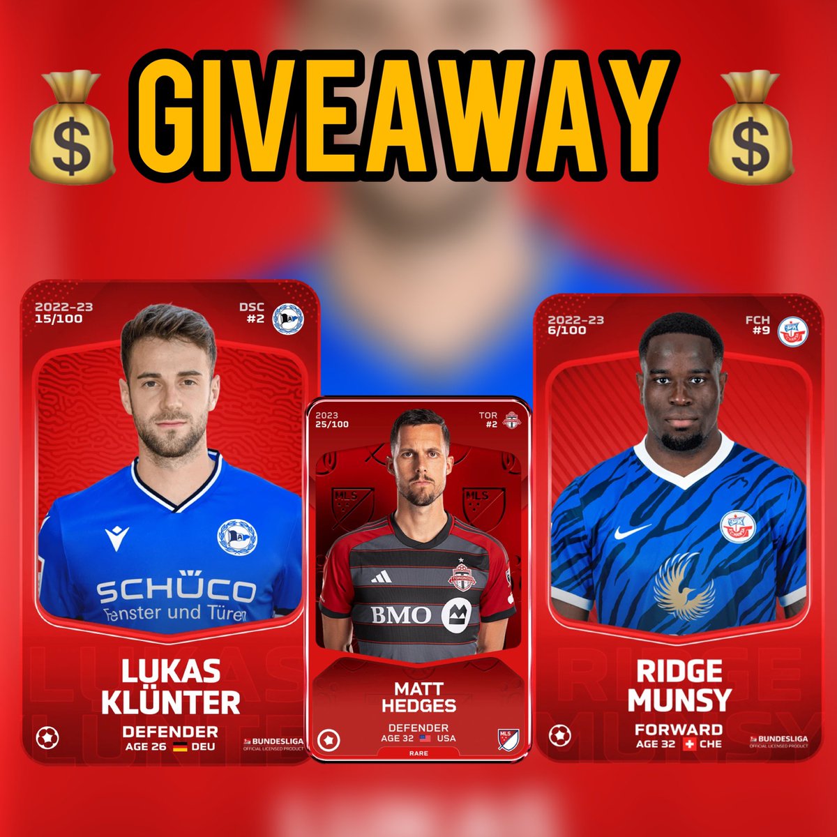 👀<a href="/Sorare/">Sorare</a> Giveaway👀

Follow , Like and RT the post below to have the chance of winning one of the 3 cards ⬇️ 
#sorare
