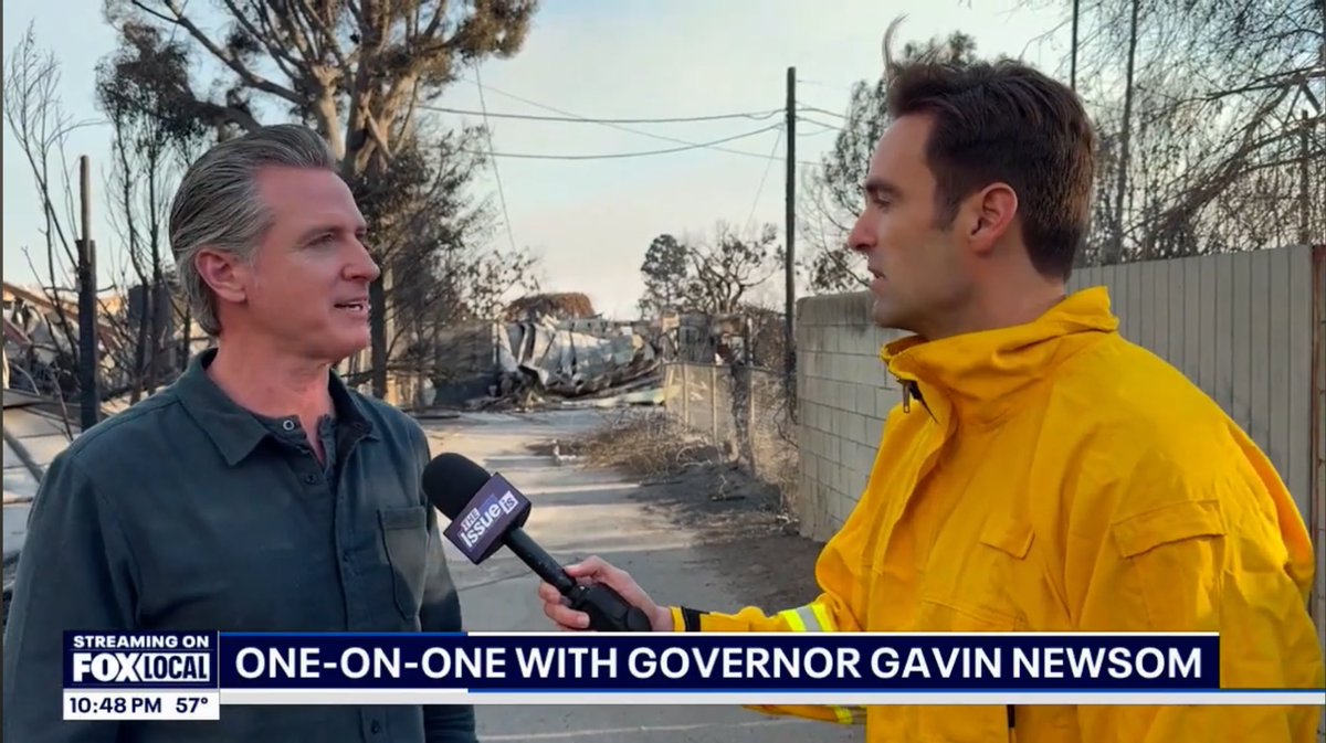 Elex_Michaelson's tweet image. Here’s our exclusive one-on-one with @CAgovernor @GavinNewsom from Pacific Palisades. 

We talk about rebuilding, insurance, water pressure issues and his invitation for Trump to visit California. 

Watch it here via @FOXLA’s @TheIssueIsShow: youtu.be/e5v0x8xPeco?si…