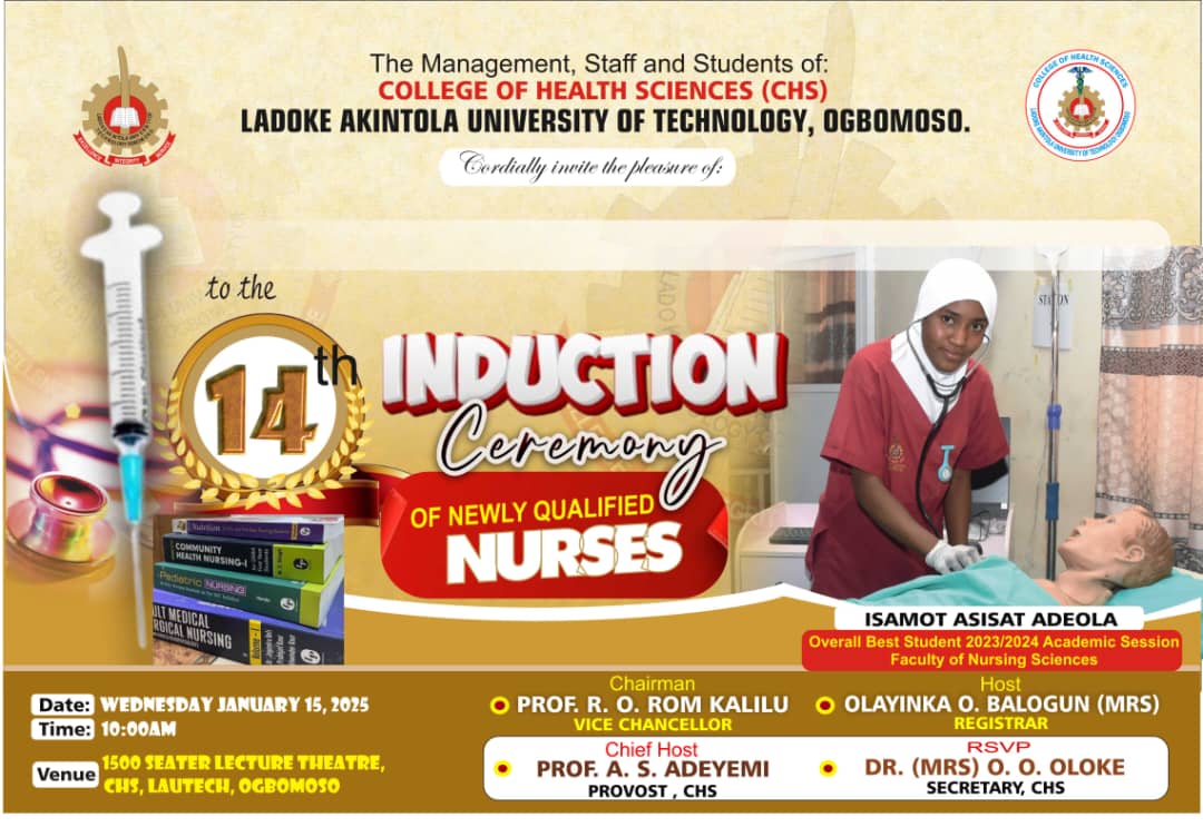 lautechofficial's tweet photo. Nursing and Midwifery Council of Nigeria (NMCN), will be conducting the ceremony by 10:00am

StreamingLink https://t.co/QvNaI6tlA0
#Lautech #nursing #Induction #nurse https://t.co/VL4ywI8ojl