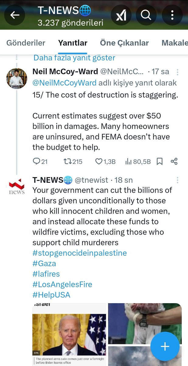 tnewist's tweet photo. @jacksonhinkle Support should go to wildfire victims, not to child murderers.
#Gaza
#StopGazaHolocaust
#StopGazaGenocide‌ 
#HelpUSA 
#helpLA 
#LosAngelesFires https://t.co/b5FJ9VIHDD