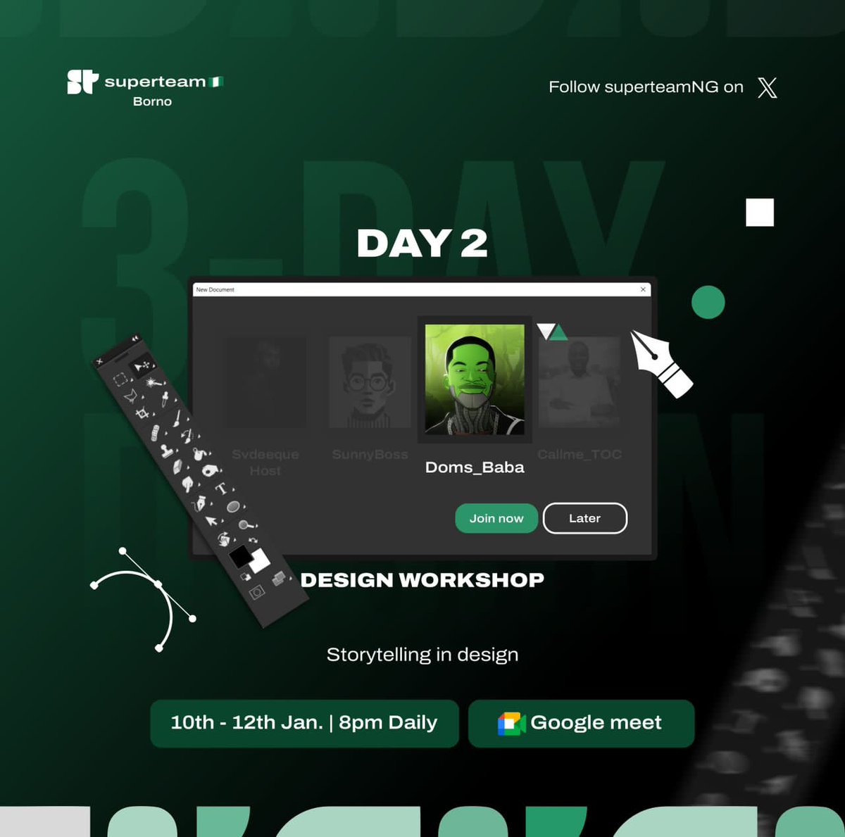 QueenexPhil's tweet photo. How do you tell stories with your designs?

I need response from designers only, I need  to add to the knowledge we got today at the ongoing Design Workshop hosted by @Svdeeque of @SuperteamNG Borno

Thank you @Doms_Baba for the amazing session 🙏 https://t.co/wmHDiqukAG
