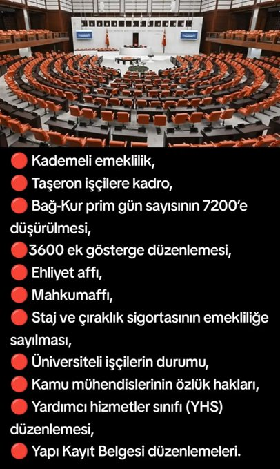 Kamubiz_com's tweet photo. TBMM’de 2025 Yılı Görüşmelerinde Müjdeler Bekleniyor

🔴Türkiye Büyük Millet Meclisi'nde (TBMM) 2025 yılında devam eden görüşmelerde, milyonlarca vatandaşı yakından ilgilendiren önemli düzenlemelerin ele alınması bekleniyor. İşte TBMM gündemde görüşülmesi beklenen başlıklar: https://t.co/OVbZqVXcLO