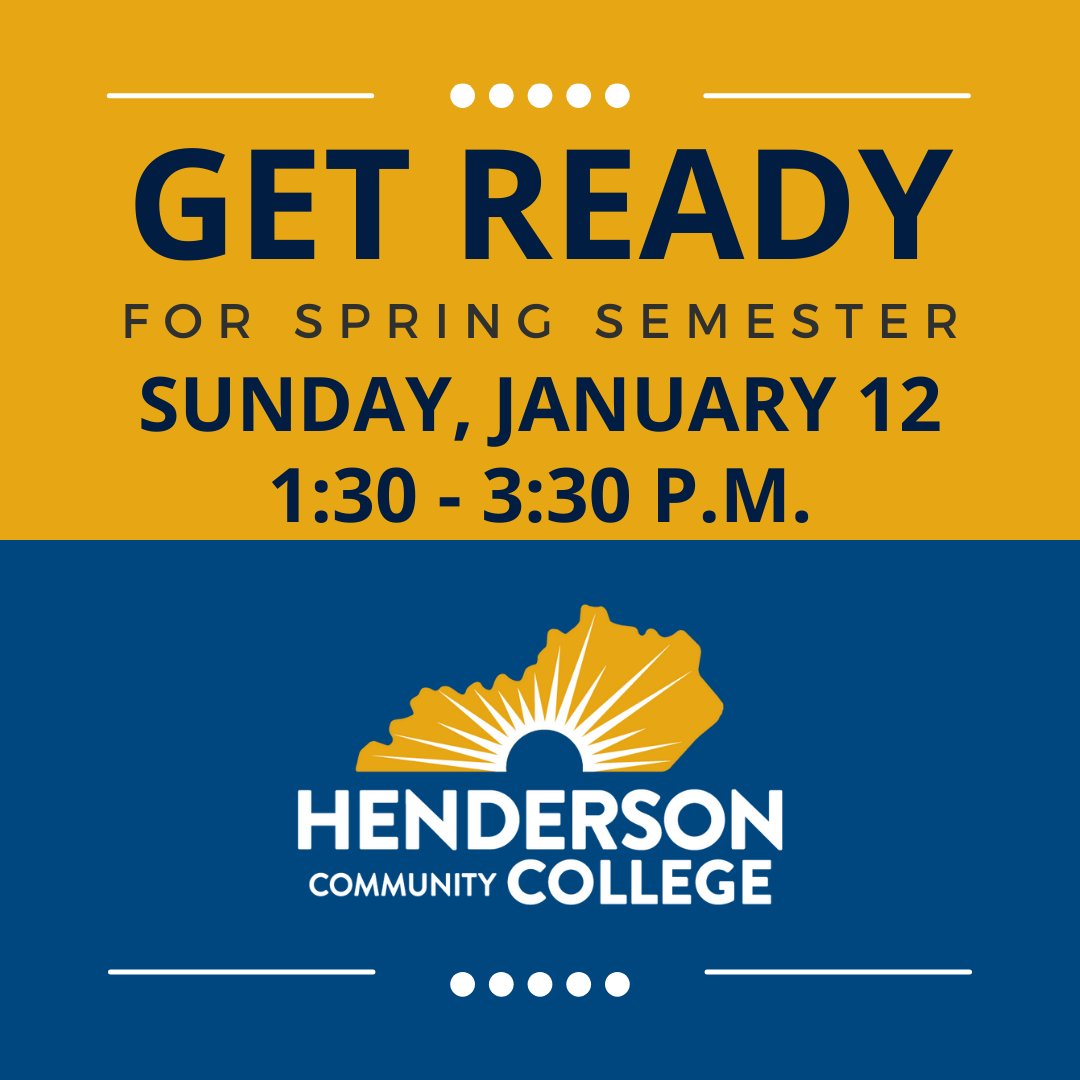 hendersoncc's tweet photo. 📣 HCC &amp; the Barnes &amp; Noble Bookstore will be open on Sunday, Jan. 12, 1:30 to 3:30 p.m. 

Start Center - STC 2nd Floor: Scheduling and financial aid assistance 
Business Center - STC 3rd Floor: Pay your tuition 
Bookstore: A/T Building, 1st Floor

#SpringSemesterReady https://t.co/ABnhLNXx0z
