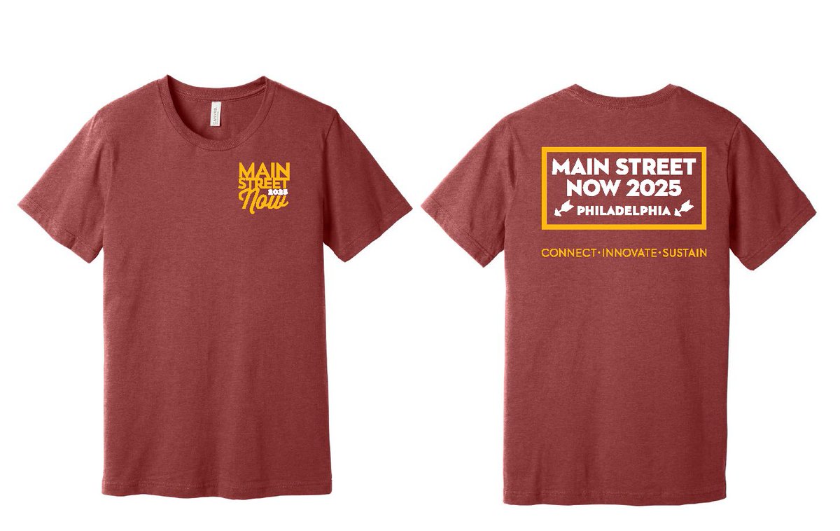 Make sure to pre-order the conference T-shirt with your Main Street Now 2025 registration to secure one of these unique Main Street souvenirs! The design draws inspiration from the iconic Reading Terminal Market sign. Learn more at mainstreetnow.org!