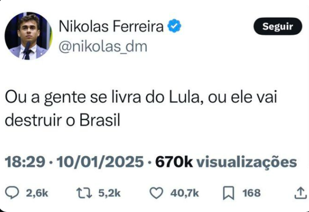 ThiagoResiste's tweet photo. GRAVÍSSIMO!! Nikolas está soltando apito de cachorro sugerindo que MATEM o Lula!!!

Só nos últimos 10 dias DOIS terroristas foram presos com planos de assassinar o presidente Lula, usando até granadas!!

Façam esse post chegar na POLÍCIA FEDERAL!!

JAULA NELES!!! https://t.co/qaP0oTUtTh