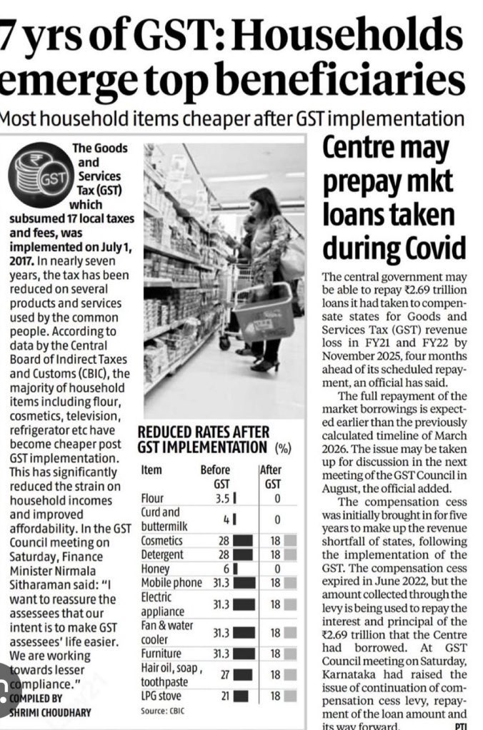 pallavict's tweet photo. @SupriyaShrinate GST has been created by unifying ~ 17 different taxes, leading to ease of business & savings for households
In fact, households are the biggest beneficiaries of GST 👇👇
#7YearsofGST https://t.co/JNnh0GhfZX