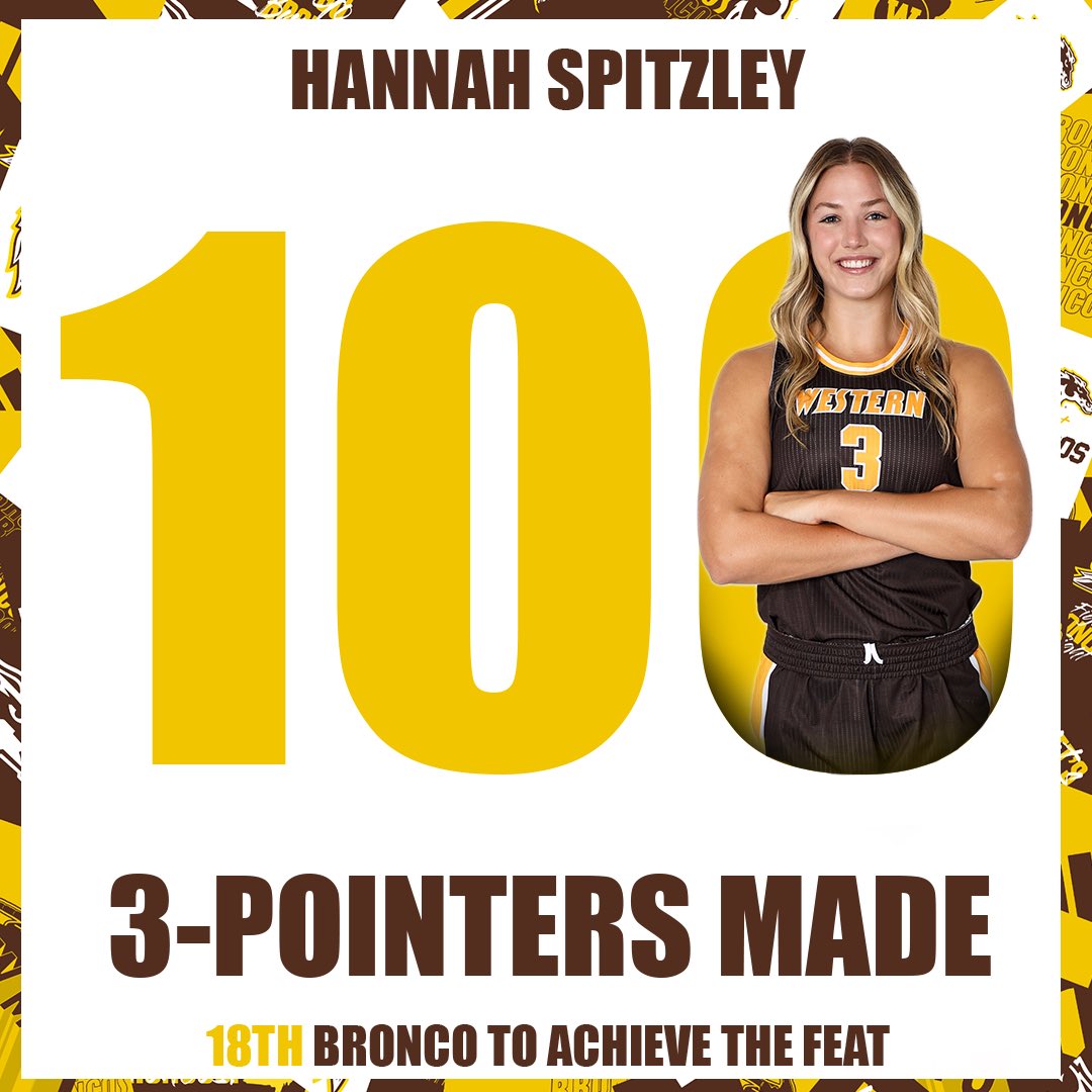 During the first half today at NIU <a href="/hannahs2020/">Hannah Spitzley</a> became the 18th Bronco in program history to reach 100 career three-pointers! Congratulations Hannah!👏

#BroncosReign