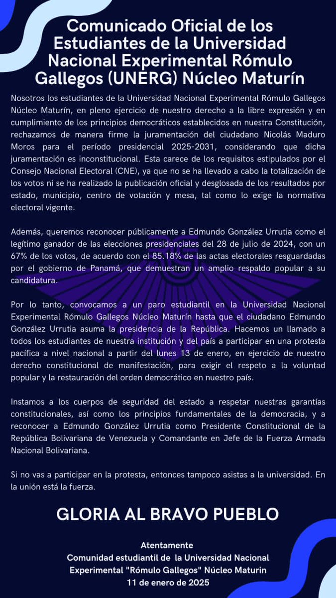 GremioDocente's tweet photo. Seguid el ejemplo que Oriente dio... UNIVERSIDADES DEL ORIENTE SE PRONUNCIAN ANTE LA PROCLAMACIÓN DE MADURO