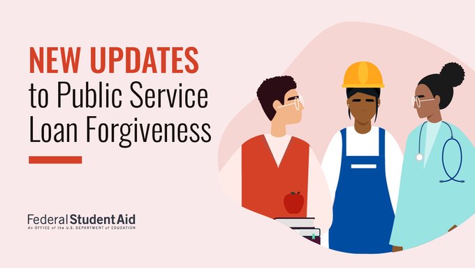 usedgov's tweet photo. Updates to Public Service Loan Forgiveness have made the program more streamlined – and have made it easier for PSLF borrowers to receive the forgiveness they are owed!

Learn more: https://t.co/gsu6jyum1y
See if you're eligible for PSLF: https://t.co/w7EbYoWhdI https://t.co/mN1NhRxohR