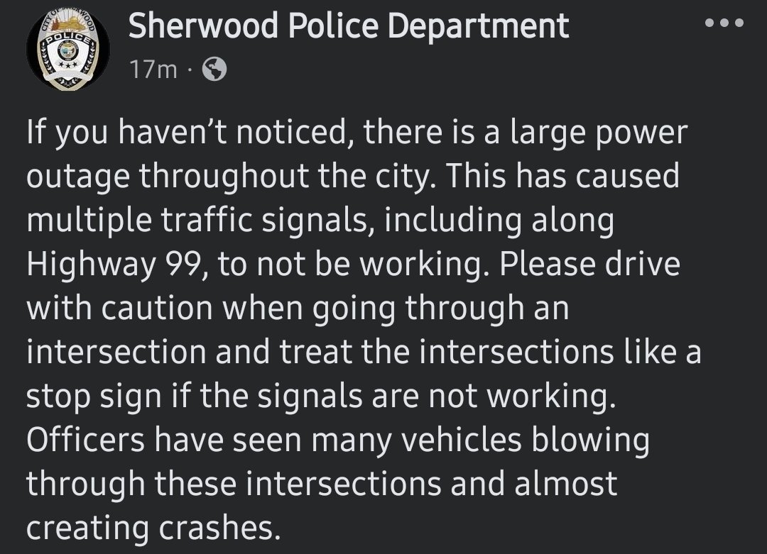 WashCoScanner's tweet image. Power outage in Sherwood
#pdxtraffic
facebook.com/share/p/1AxVK1…