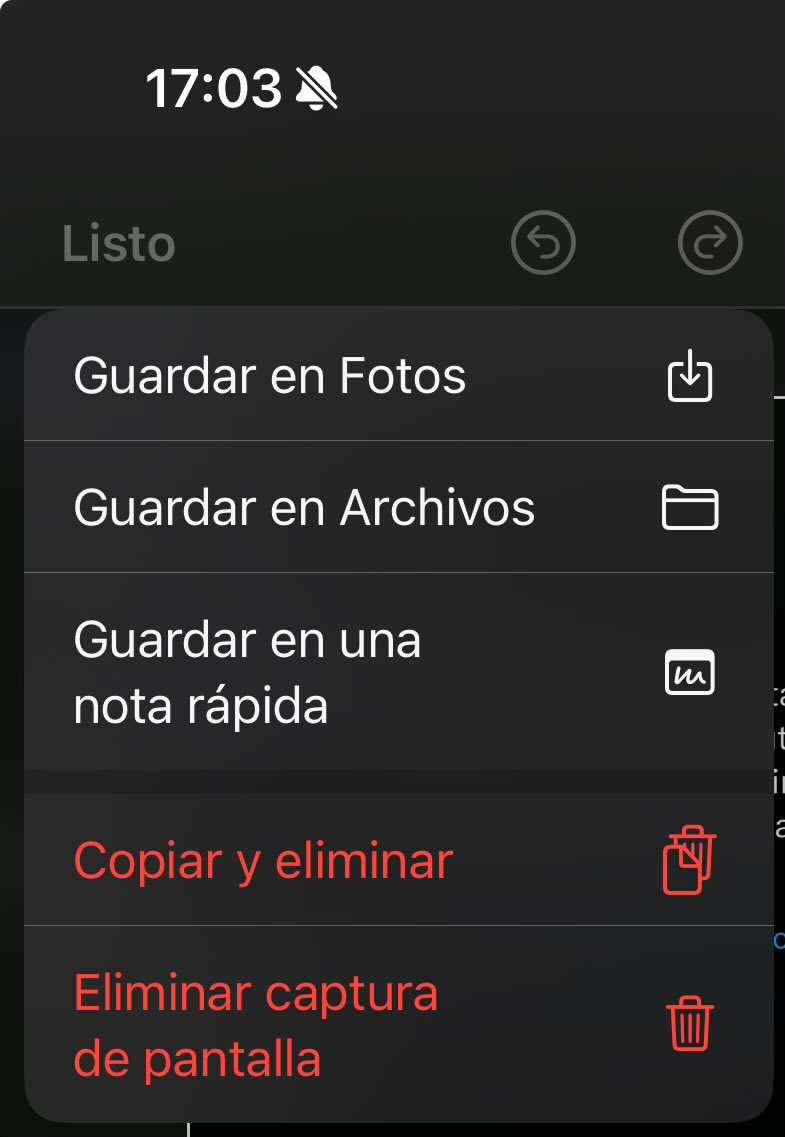 santiagopiazza0's tweet photo. @ruscriv @Ale00Problem @ifrnb iOS ya trae lo mismo, sacas la captura, tocas Listo/Done y ya podes copiar y eliminar con un solo toque. Se copia al portapapeles y elimina la captura sin guardarla en la galería https://t.co/MPPNzZhMH6