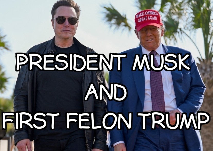 LindaPlush's tweet photo. #PresidentMusk and #FirstFelonTrump
#TrumpIsAConvictedFelon https://t.co/pJriYv3z07