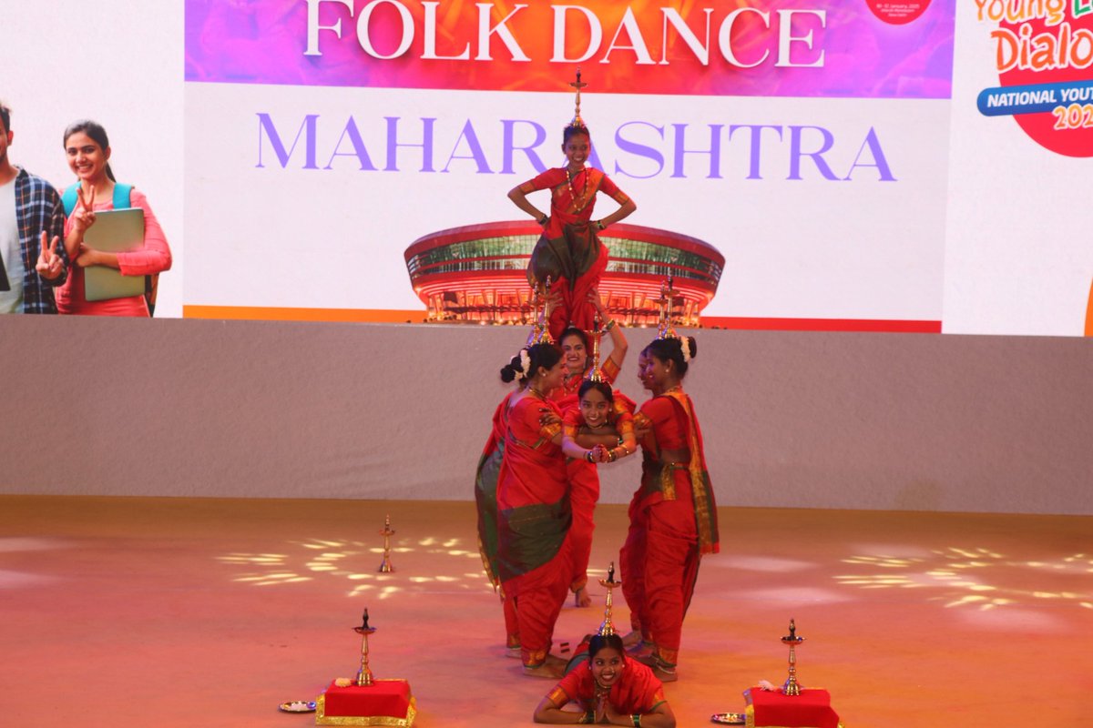 Maharashtra's folk dancers brought the stage alive with the vibrant rhythm and rich cultural heritage of the state at Bharat Mandapam! 🌟 Their electrifying performances showcased the soul of Maharashtra’s traditions. #VBYLD2025 #NYF2025