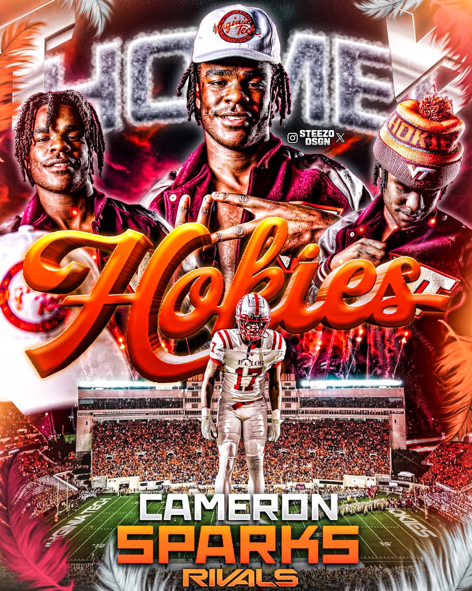 BREAKING: Class of 2025 4 ⭐️ WR Cameron Sparks ( <a href="/cameronsparks25/">Cameron Sparks</a> ) has committed to Virginia Tech he tells me.
-
Cameron Sparks is a 6’4 (210 LBS) Wide Receiver out of Chattanooga, TN. He ranks as the 12th player in the state of Tennessee according to Rivals. He has a total of