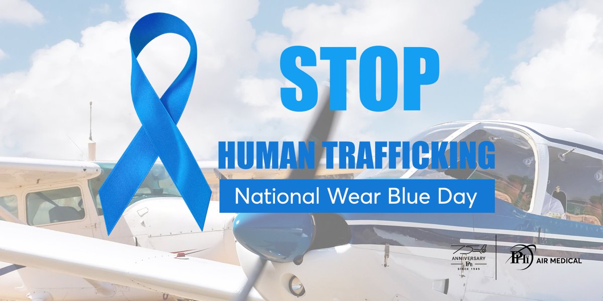 PHIAirMed's tweet photo. Awareness is the first step to action. PHI Air Medical supports #WearBlueDay for National Human Trafficking Awareness Day. ๐ #FlyPHI #PHIAirMedical #PHIHealth #EMS #EMSPilot #NEMSPA #AMPA #ASTNA #Nurse #EmergencyNurse #IAFCCP #Paramedic #FlightMedic https://t.co/RRLZHNFTS7